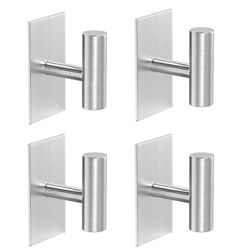 Samoprzylepne haczyki do łazienki, kuchni, sypialni, haczyki na ręczniki kąpielowe, bez dziurawienia, srebrne, 4 sztuki