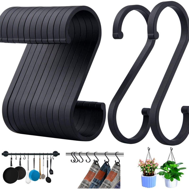 12 sztuk haczyków S w kolorze czarnym, haczyki S do zawieszania garnków i patelni, roślin, filiżanek do kawy, ubrań, ręczników w kuchni, sypialni