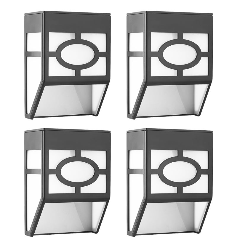 Zewnętrzna lampa ścienna z panelem słonecznym, 4 sztuki, solarna lampa ścienna 2LED ciepła + kolor (polikrystaliczna)