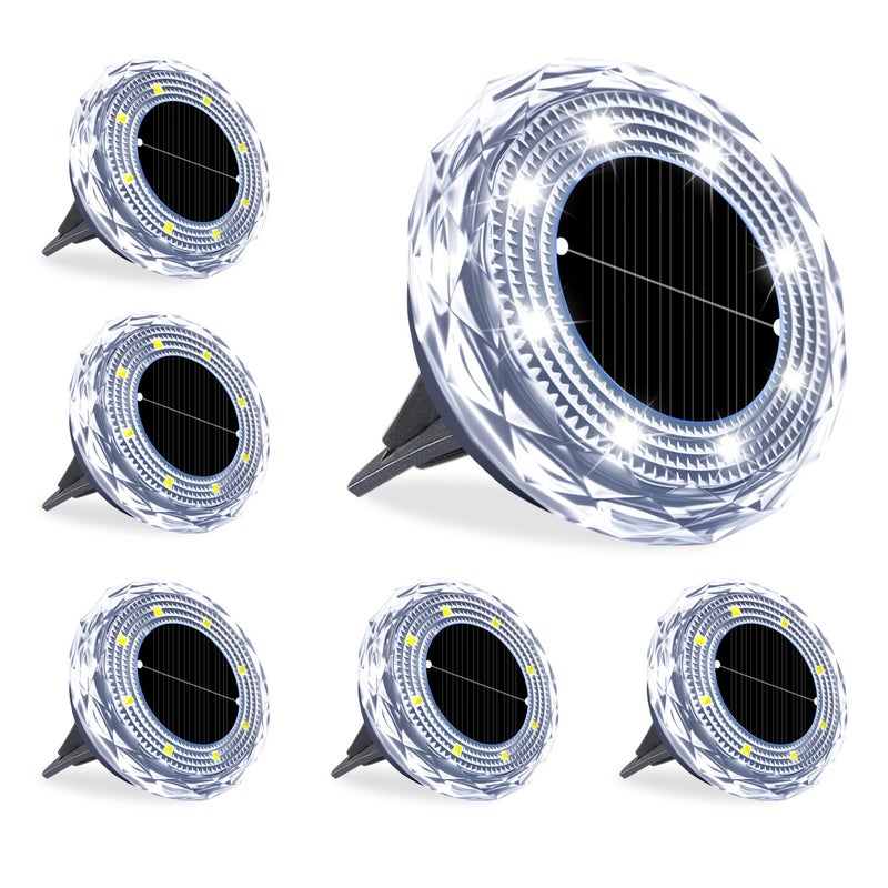 Zestaw 2 lamp solarnych zewnętrznych, wodoodporne IP65, LED 1,2 W, 6 500 K, do alejek, patio, ogrodów, ścieżek i tarasów.