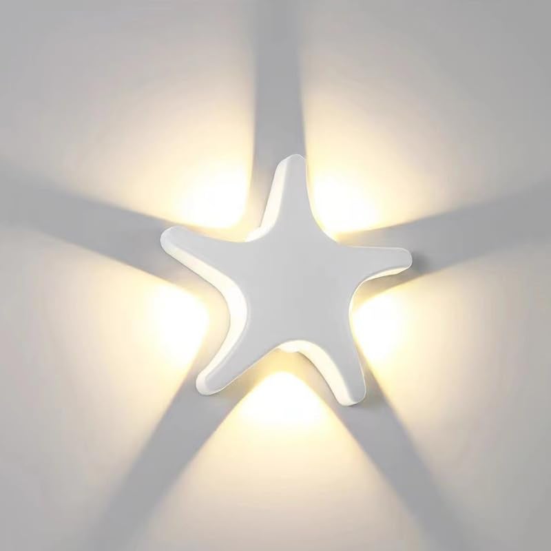 Wodoodporny, aluminiowy kinkiet zewnętrzny w kształcie rozgwiazdy, 220 V, 5 W, barwa ciepła biała