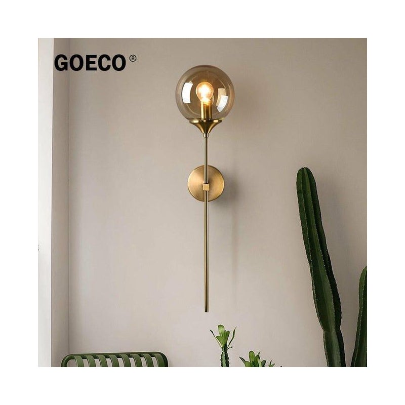 Nowoczesny nordycki szklany kinkiet E14 złoty LED tło kinkiet ścienny do kuchni łazienki oprawa oświetleniowa wystrój wnętrz (bursztynowy)
