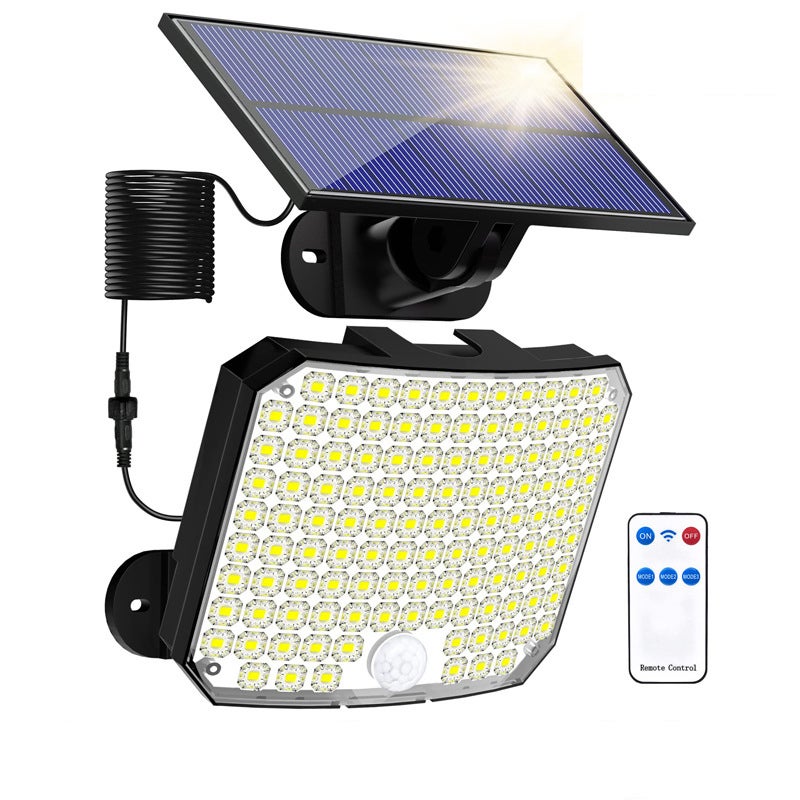 Zestaw 1 lamp solarnych zewnętrznych, solarny kinkiet ścienny 4000LM z pilotem, solarne światło bezpieczeństwa