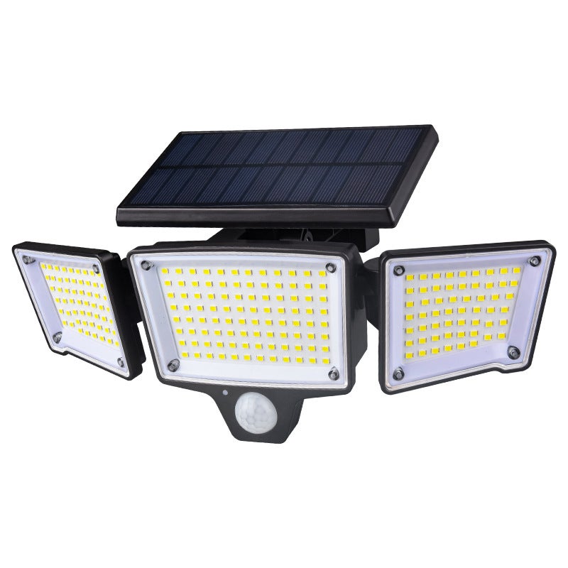 Zewnętrzna lampa solarna, kinkiet ogrodowy 208LED z czujnikiem ruchu i kątem wiązki 270 °, 3 tryby, wodoodporna lampa LED IP65
