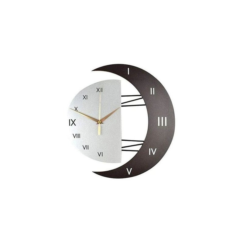 Nowoczesny zegar ścienny, designerski zegar ścienny, kreatywny księżycowy zegar z ramą, zegar kuchenny, zegar ścienny do domu (33 x 33)