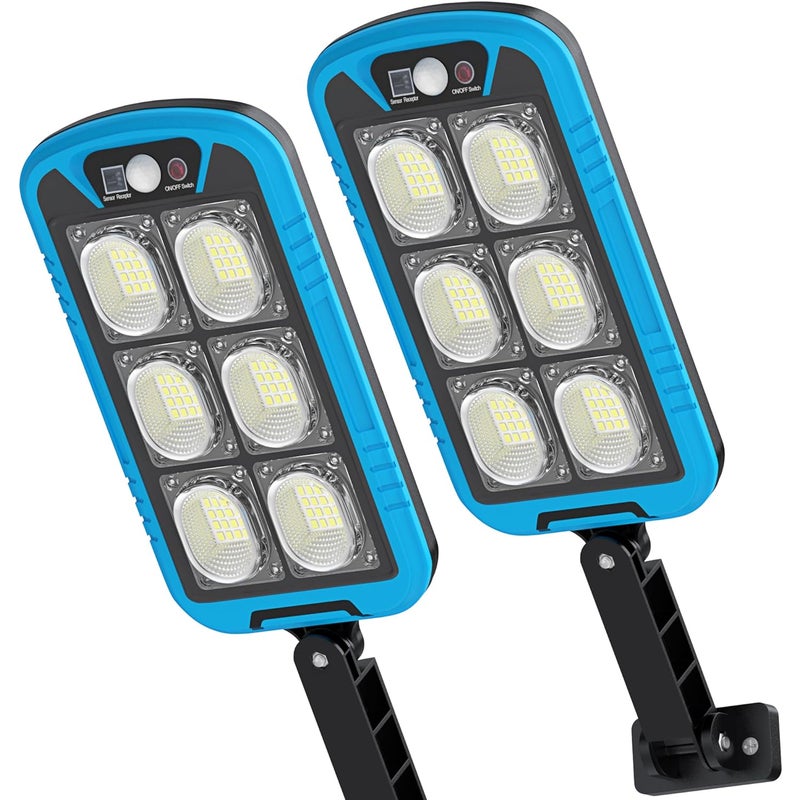 Zestaw lamp solarnych reflektor solarny od zmierzchu do świtu solarne oświetlenie parkingowe lampa uliczna zasilana energią słoneczną niebieska