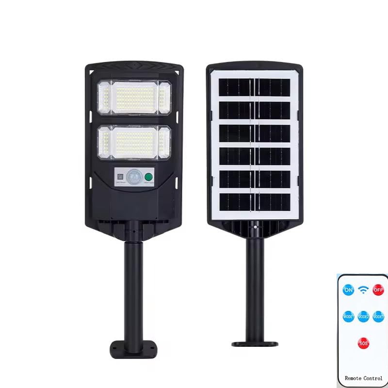 Zewnętrzna, wodoodporna lampa solarna, zewnętrzna latarnia solarna 6500K, reflektor solarny z czujnikiem ruchu i pilotem, S