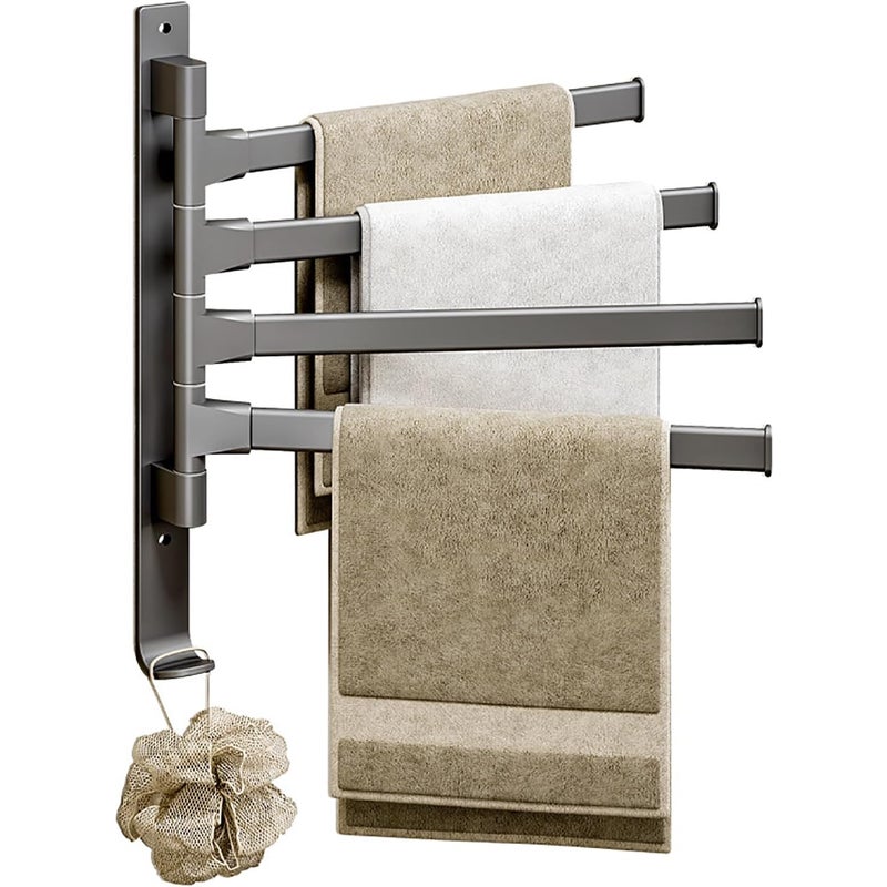 Wieszak na ręczniki do łazienki z 4 obrotowymi ramionami o 180°, wieszak na ręczniki bez wiercenia, ścienny wieszak na ręczniki