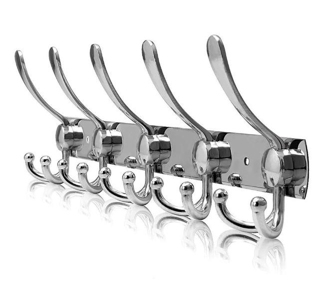 (Argent, 15 Crochets, 1 szt.) Wieszak ścienny ze stali nierdzewnej, haczyki na płaszcze, wieszak ścienny na płaszcze, ręczniki, szlafroki