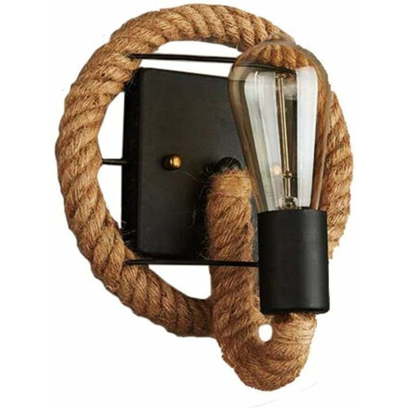 Kinkiet do sypialni, kinkiet w stylu vintage-retro w kształcie liny konopnej w stylu amerykańskim - Lampa industrialna z żelaza