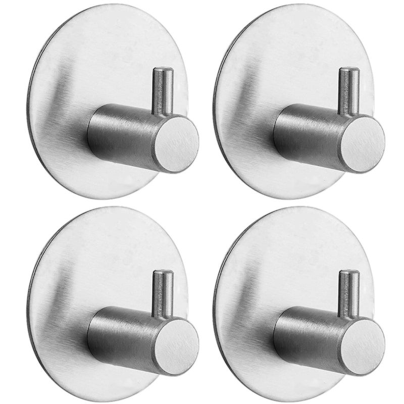 Wieszak na Ręczniki do Łazienki 4 sztuki, Samoprzylepny Haczyk Ścienny Okrągłe Haczyki ze Stali Nierdzewnej 304 Antykorozyjny Samoprzylepny Haczyk