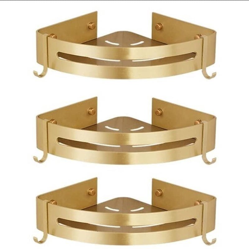 Półka Prysznicowa Bez Wiercenia Półka Narożna Łazienkowa Półka Łazienkowa Starlight (Złoto Piaskowe Błyszczące, 3 Poziomy)