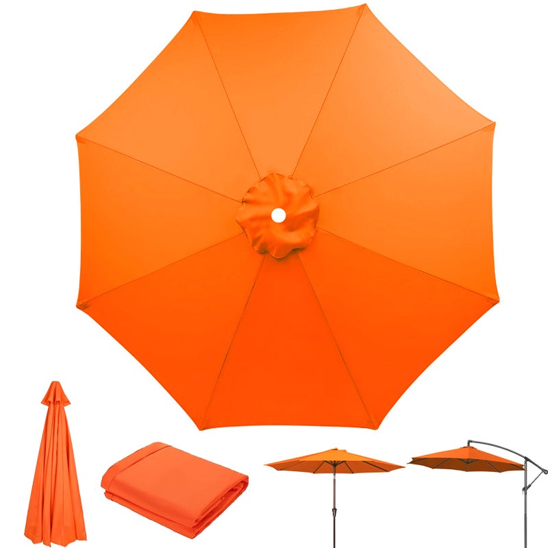 Płótno zamienne do parasola tarasowego, ochrona UV, wodoodporne, płótno parasola z 8 prętami, pomarańczowe (tylko płótno parasola, 2,7 m)