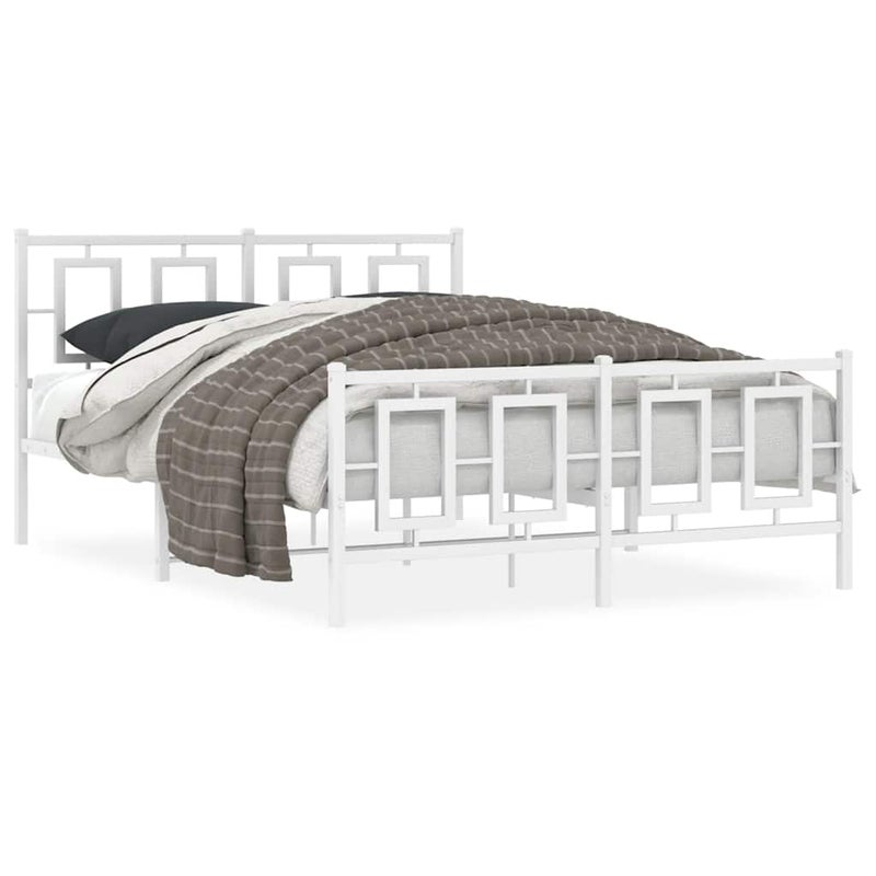 Łóżko Metalowe Białe Rama Łóżko Ze Stelażem Do Sypialni Pokoju 135x190