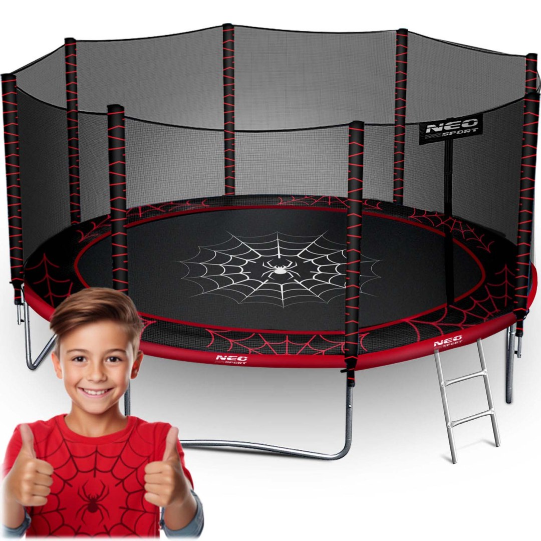 Neo-Sport Trampolina ogrodowa 13ft/404cm z siatką zewnętrzną i drabinką