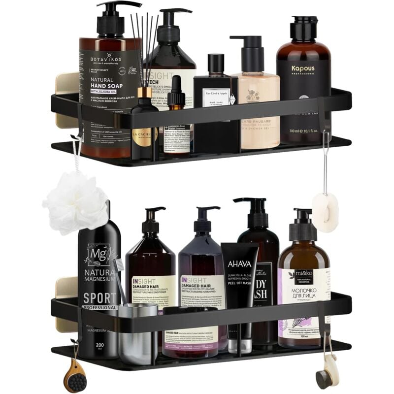 szt Półka Narożna Pod Prysznic Bez Wiercenia Czarna Półka Łazienkowa z Aluminium do Łazienki Bez Wiercenia lub Wiercenia Półka Pod Prysznic do Kuchni