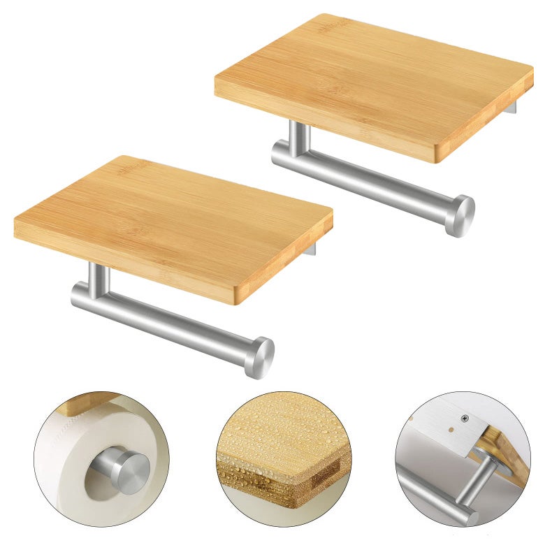 Zestaw 2 wieszaków ściennych na ręczniki ze stali nierdzewnej, bez perforacji, 18 x 13 cm, kolor srebrny