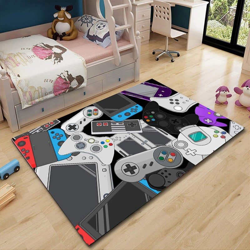 Gamingowy dywan 3D z kontrolerem – 120x160 cm, dywan do salonu lub sypialni, styl Geek, z możliwością prania i antypoślizgowy