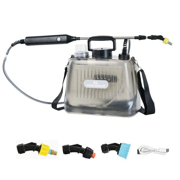 Opryskiwacz akumulatorowy na ramię 8L - wielofunkcyjny opryskiwacz elektryczny do ogrodu i dezynfekcji W zestawie 3 dysze