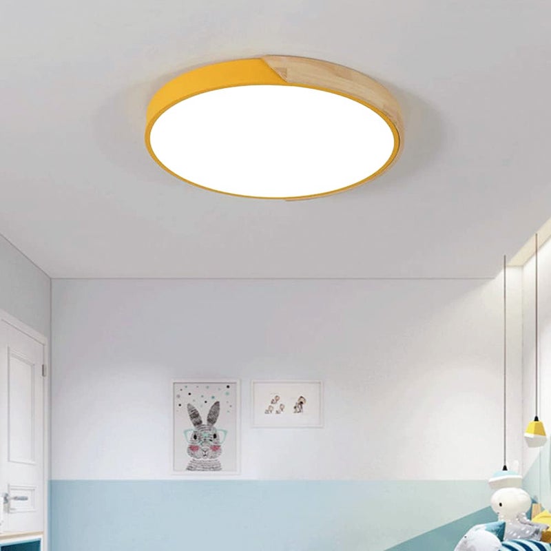 Lampa sufitowa LED 40CM, metalowa lampa sufitowa, nowoczesna lampa sufitowa, żółte światła dekoracyjne, białe światło 6000K (36W)