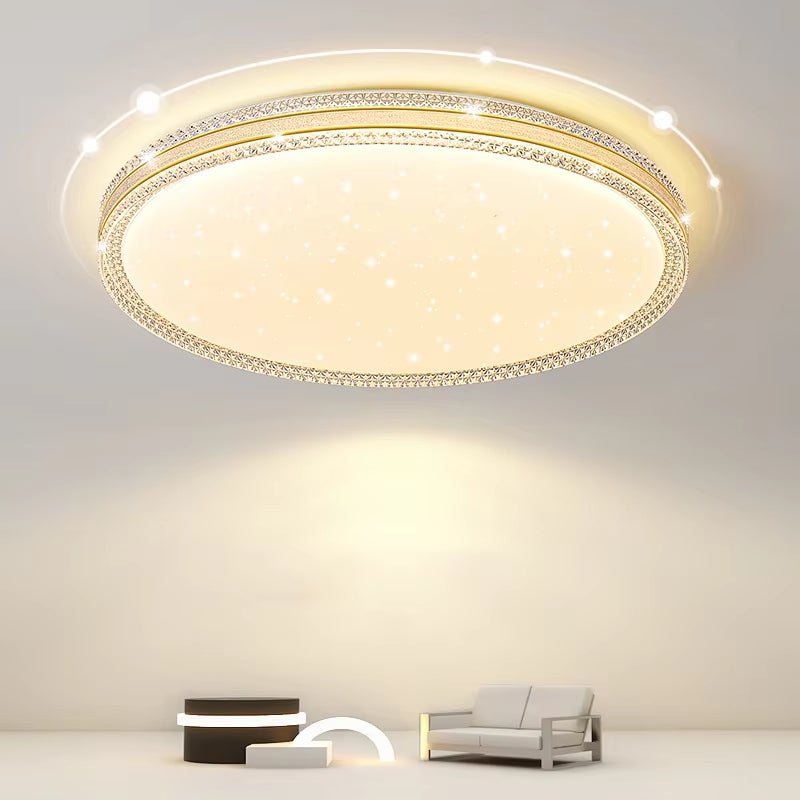 Kryształowy plafon LED 48 W, nowoczesny plafon LED, energooszczędny okrągły żyrandol LED, ciepłe białe światło 3000 K, φ40 cm