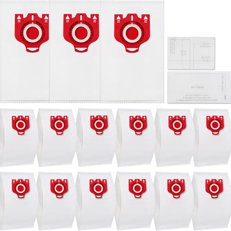 15 worków do odkurzacza do Miele FJM - Kompatybilne z C1/C2, serie S2–S7 - Worek z mikrofibry 3D z 2 filtrami, trwała wydajność