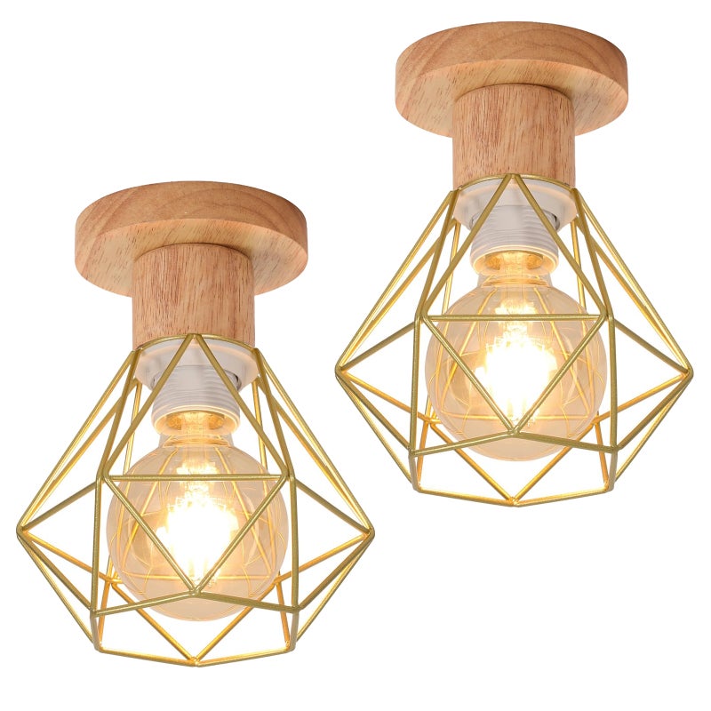 Zestaw industrialnych lamp sufitowych zawieszenie vintage retro lampa sufitowa w kształcie metalowej klatki oświetlenie sufitowe salonu kuchni złote