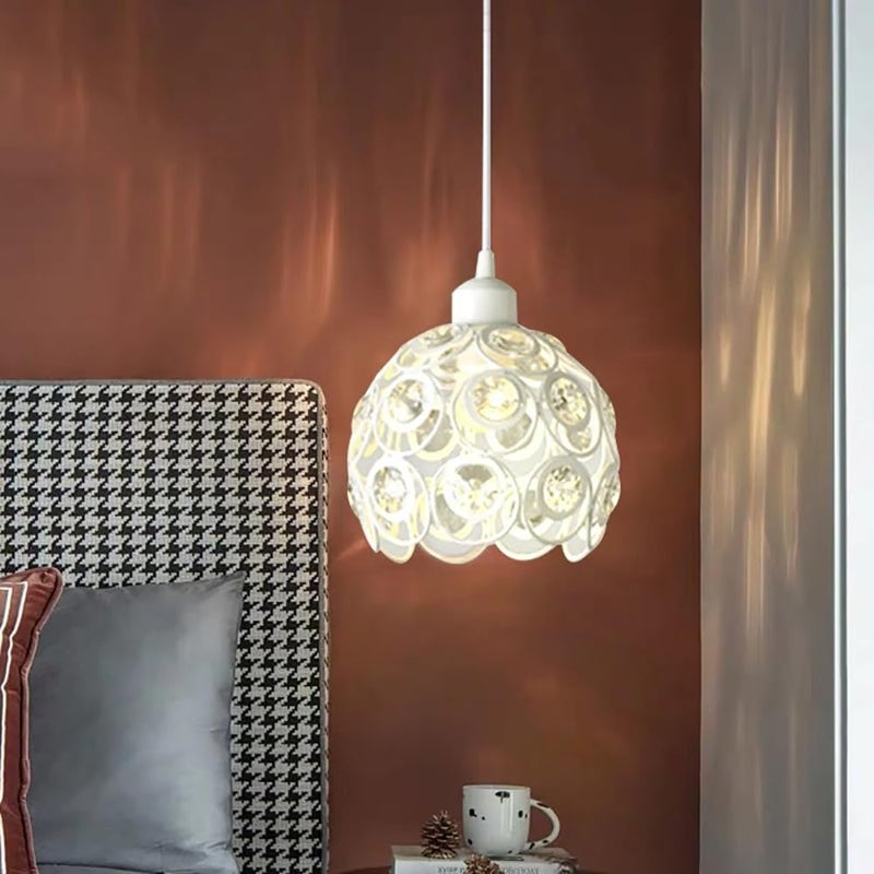 Nowoczesny okrągły plafon metalowy E27, mała industrialna lampa wisząca do korytarza, przejścia, sypialni, ciepłe światło (biały)