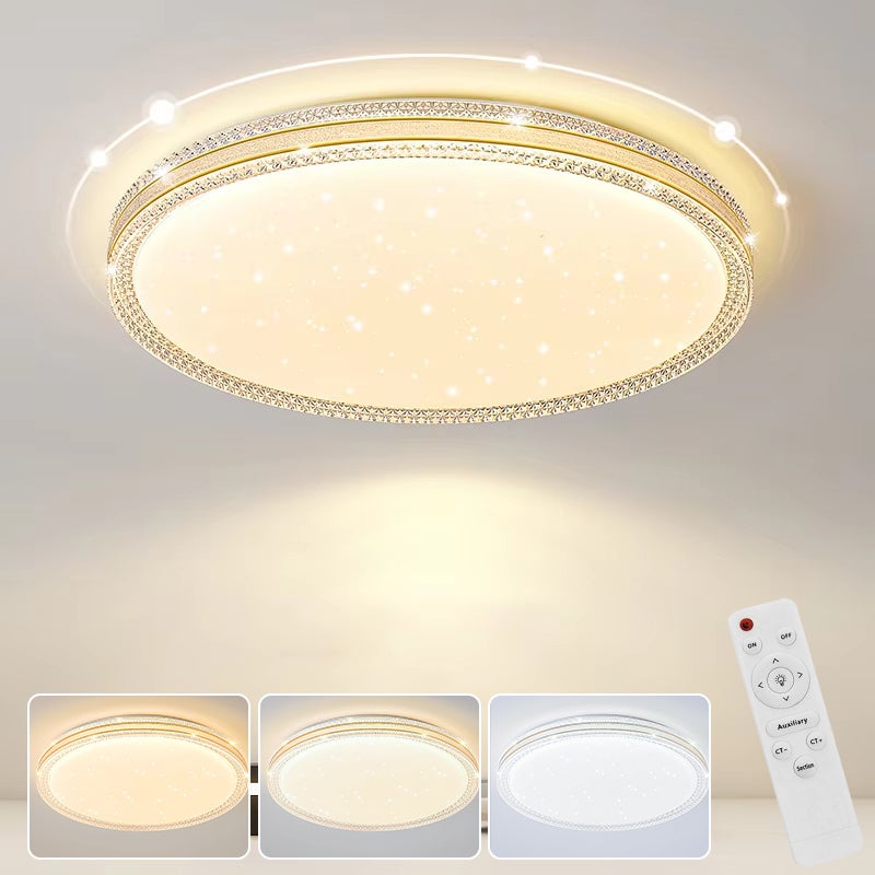 Kryształowy plafon LED 48W, nowoczesny plafon LED z pilotem, energooszczędny okrągły żyrandol LED, 3 temperatury barwowe, φ40 cm