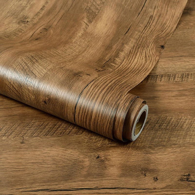 Tapeta w stylu drewna, 45 cm x 1 000 cm, samoprzylepna i wodoodporna, odpowiednia do szafek, bardzo długa