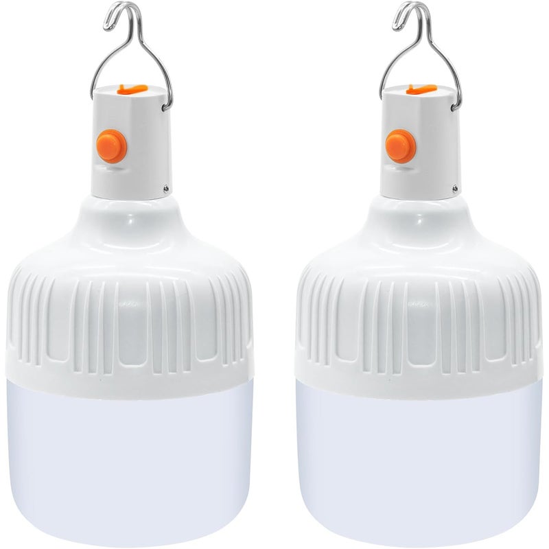 Zestaw 2 latarni kempingowych LED 8 x 8 x 14,5 cm, mocne latarnie zewnętrzne ładowane przez USB, 3 tryby jasności, przenośne latarnie