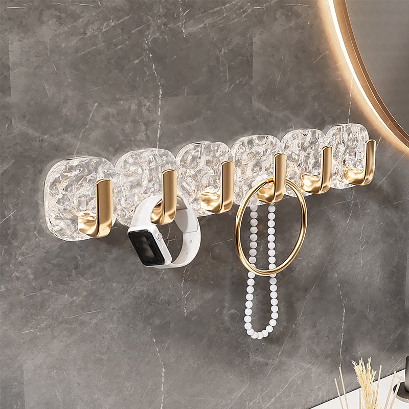 Wieszak na ubrania z 6 haczykami, 1 sztuka, montowany na ścianie, na ręczniki, szlafroki, do szatni, łazienki, przedpokoju (złoty)