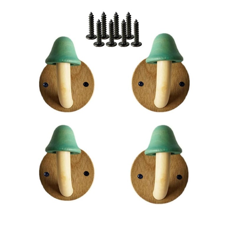 4 sztuki haczyków ściennych w kształcie grzybów, wieszaki ścienne, udźwig do 5 kg, do wieszania ubrań i toreb，niebieskie