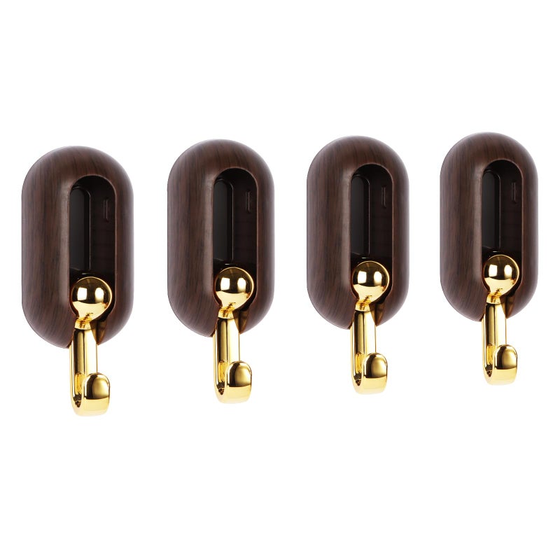 Haczyki samoprzylepne – 4 wodoodporne haczyki samoprzylepne bez wiercenia do łazienki, kuchni, na płaszcz, tkaninę, ręcznik, klucze (brązowe)