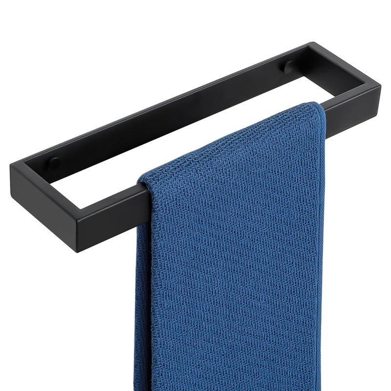 Wieszak na Ręczniki Łazienkowy, Samoprzylepny/Przykręcany Uchwyt na Ręczniki, Stojak na Ręczniki Bez Wiercenia do Kuchni 30CM, Czarny