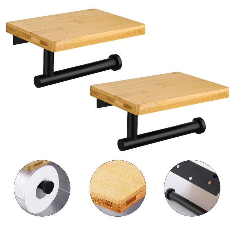 Zestaw 2 uchwytów ściennych na ręczniki papierowe, uchwyt na ręczniki papierowe, półka do przechowywania, 18 x 13 cm, czarny