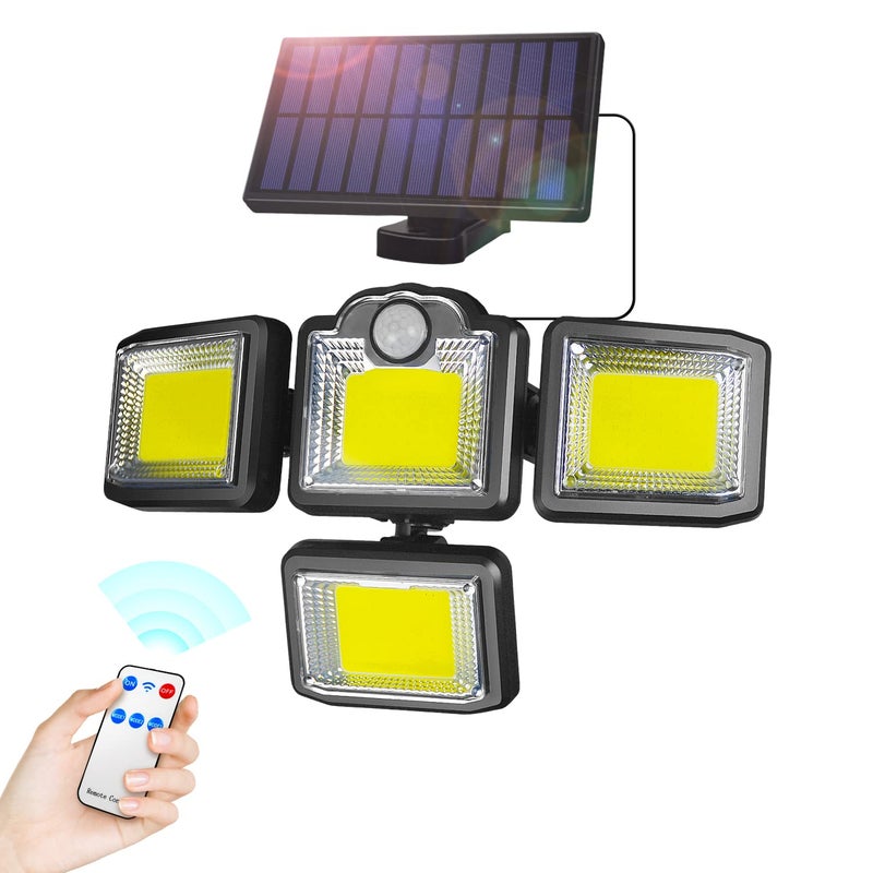 Zewnętrzne lampy słoneczne z czujnikiem ruchu, wodoodporny reflektor LED, solarne światło bezpieczeństwa, z pilotem, solarny kinkiet