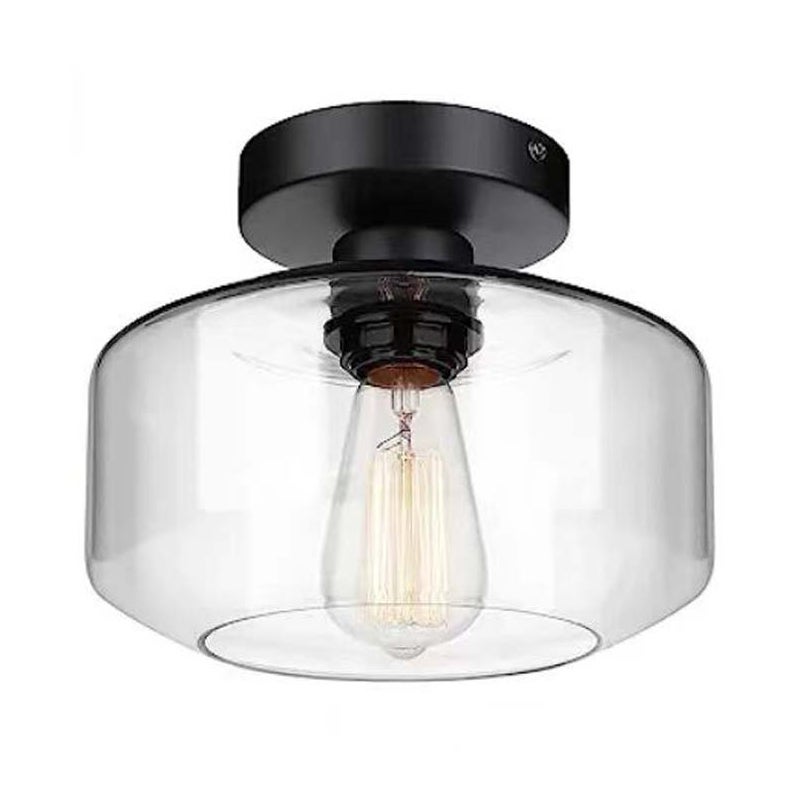 Amerykański plafon retro ze szkła, plafon z przezroczystego szkła, E27, bez źródła światła, 21 cm, norma europejska