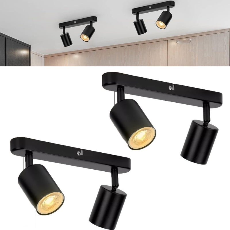 Plafoniera 2-punktowa z 2 diodami LED, spot regulowany, nowoczesna lampa sufitowa do salonu i przedpokoju (bez żarówki GU10)