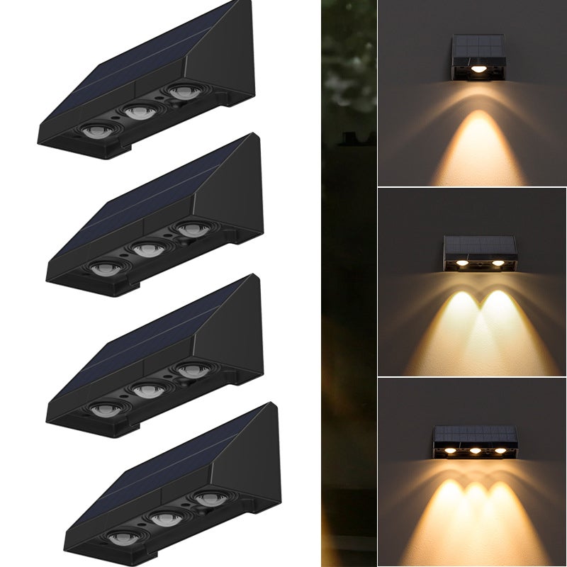 Zestaw 4 solarnych lampek na ogrodzenie, wodoodporne zewnętrzne lampy solarne, słupki oświetleniowe solarne do ogrodu i garażu