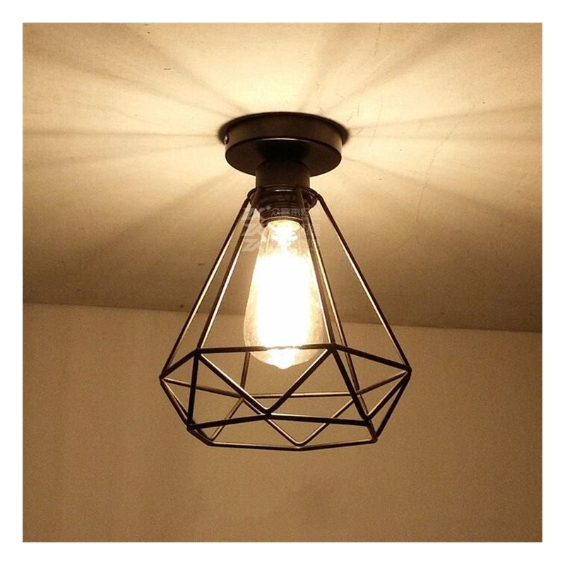 Retro industrialny plafon sztuka metalowy kinkiet V kwadratowa żelazna lampa sufitowa odpowiednia do kawiarni restauracji żarówki w zestawie