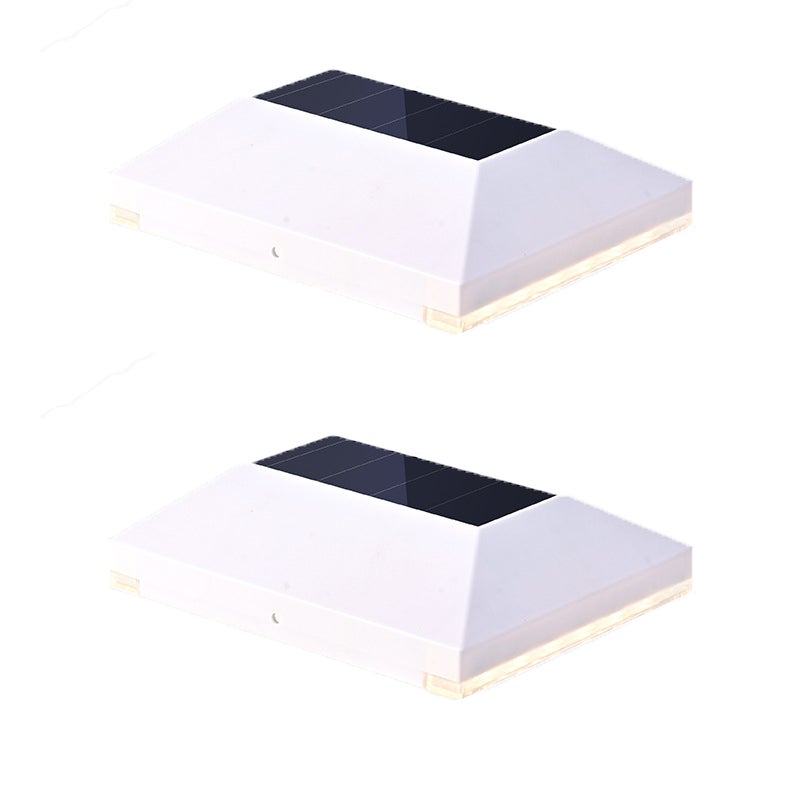 Zewnętrzne lampy solarne słupkowe z ciepłym białym światłem, 2 sztuki, lampy do słupków ogrodzeniowych domowych, L127 * W105 * H34 mm