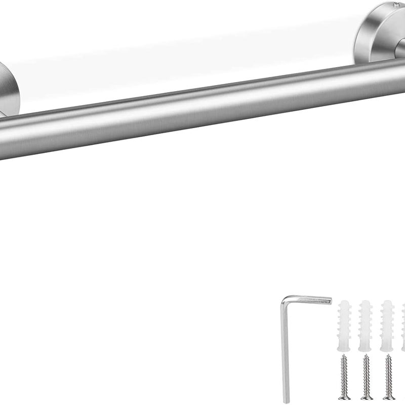 Srebrny Wieszak na Ręczniki 30 cm, Uchwyt do Łazienki ze Stali Nierdzewnej, Stojak na Ręczniki