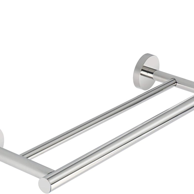 Podwójny wieszak na ręczniki łazienkowy, ścienny, ze stali nierdzewnej, 40 cm, okrągła podstawa, polerowane wykończenie