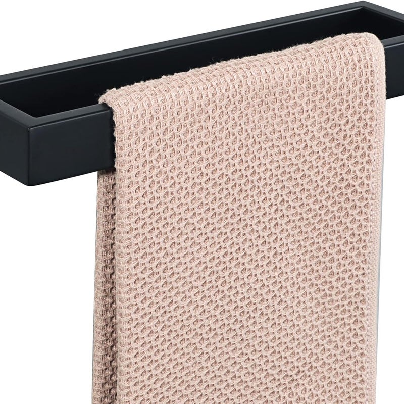 Wieszak na ręczniki do łazienki pierścień na ręczniki ścienny matowy czarny uchwyt na ręczniki ze stali nierdzewnej montowany na ścianie długość cm