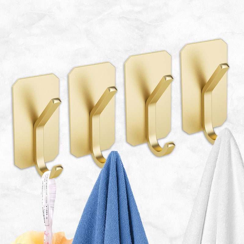 (lub) Samoprzylepny Haczyk Ścienny, 4 sztuki, Haczyk Samoprzylepny, Haczyk Ścienny, Do Kuchni, Łazienki, Biura, Haczyk Kuchenny Do Wieszania Ręczników