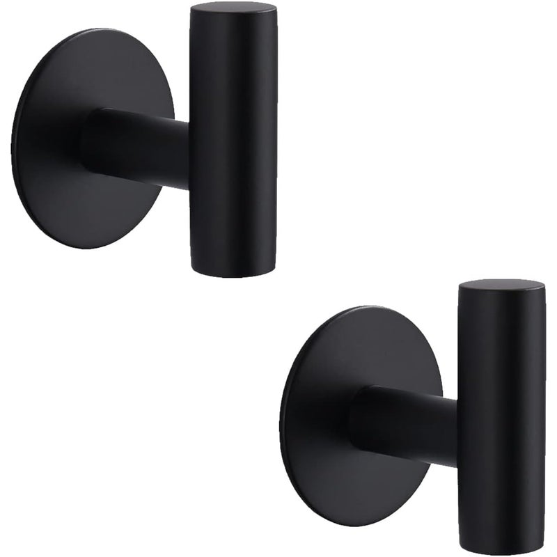 Zestaw 2 Okrągłych Haczyków Samoprzylepnych Ze Stali Nierdzewnej - Haczyki Łazienkowe - Wielofunkcyjny Wieszak Ścienny - Bez Wiercenia - Czarny