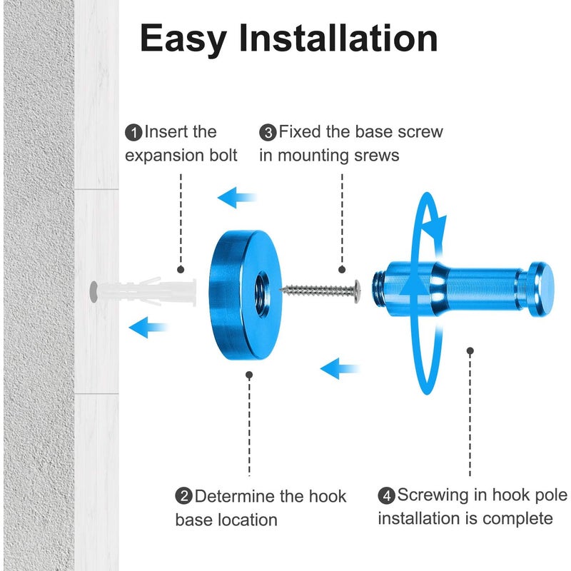 Zestaw 10 szt. Kolorowe aluminiowe haczyki na płaszcze, łazienkowy haczyk na drzwi, montowany na ścianie, na ubrania, ręczniki, szlafroki, kapelusze