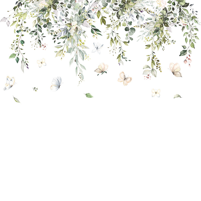 Zestaw naklejek ściennych do sypialni dla dorosłych - Naklejki ścienne z roślinami, kwiatami i motylami - Naklejka ścienna - Dekoracja ścienna