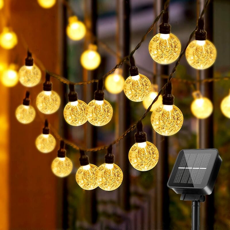 Zewnętrzna girlanda świetlna, 7 m, 50 LED, 8 trybów, wodoodporna IP65, do ogrodu, na ślub (biała ciepła)